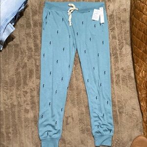 Women’s Blue Jogger Pants with Lightning Print